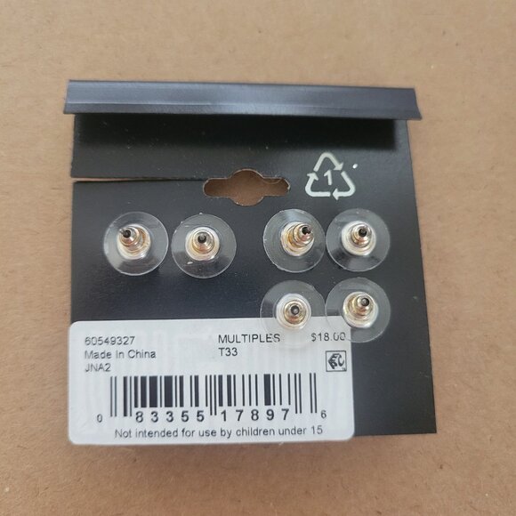 3 Pair Blue & Silver Stud Earrings - Picture 3 of 4